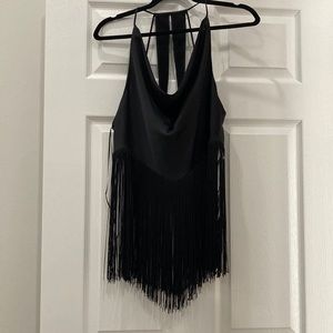 Zara black fringe top
